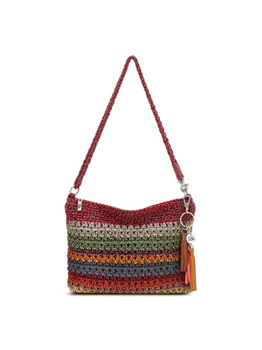The SAK Original Bohemian Crochet Crossbody Multi Color Purse Bag